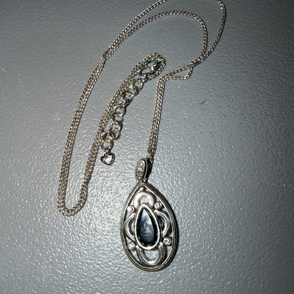 BRIGHTON Black Crystal Teardrop Pendant Long Necklace With Crystal Details‎